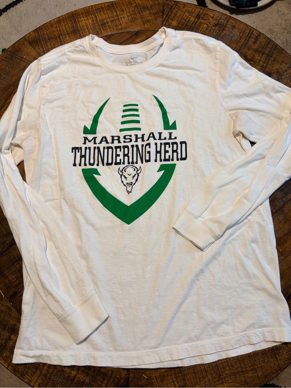 Nike White Long Sleeve Marshall Thundering Herd Graphic Tee